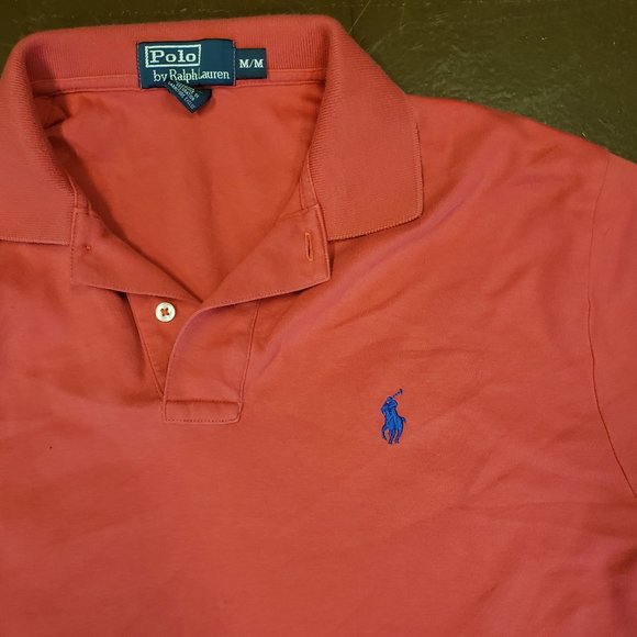 Polo by Ralph Lauren M/M Coral 2-button Polo with Blue Pony (Mens' ) - Picture 2 of 10